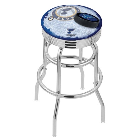 Holland Bar Stool Co 30" Chrome 2-Ring St Louis Blues Swivel Bar Stool, Accent Ring L7C3C30STLBlu-D2